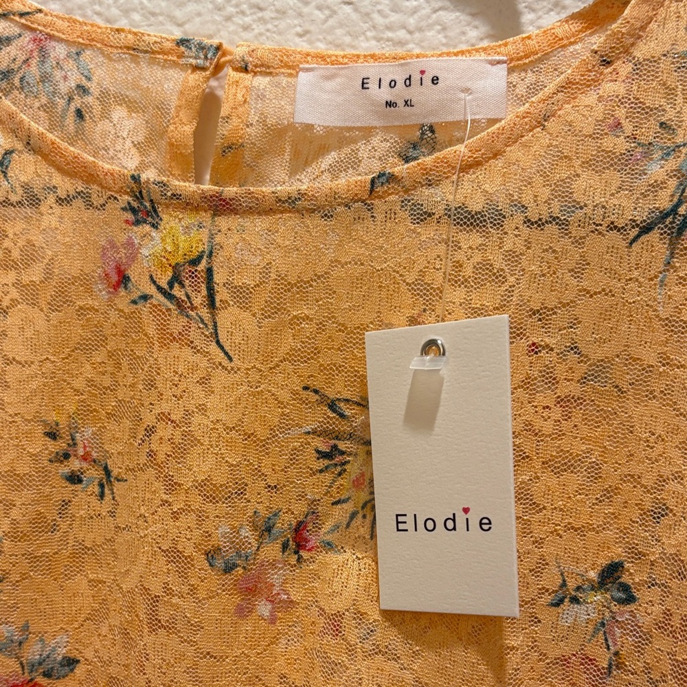 Anthropologie Elodie Peach Floral Lace Blouse NWOT! - Picture 2 of 10